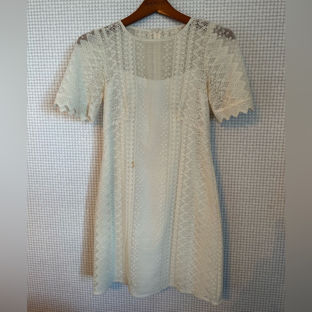 Nanette Lepore Size 0 White Lace Dress with Slip